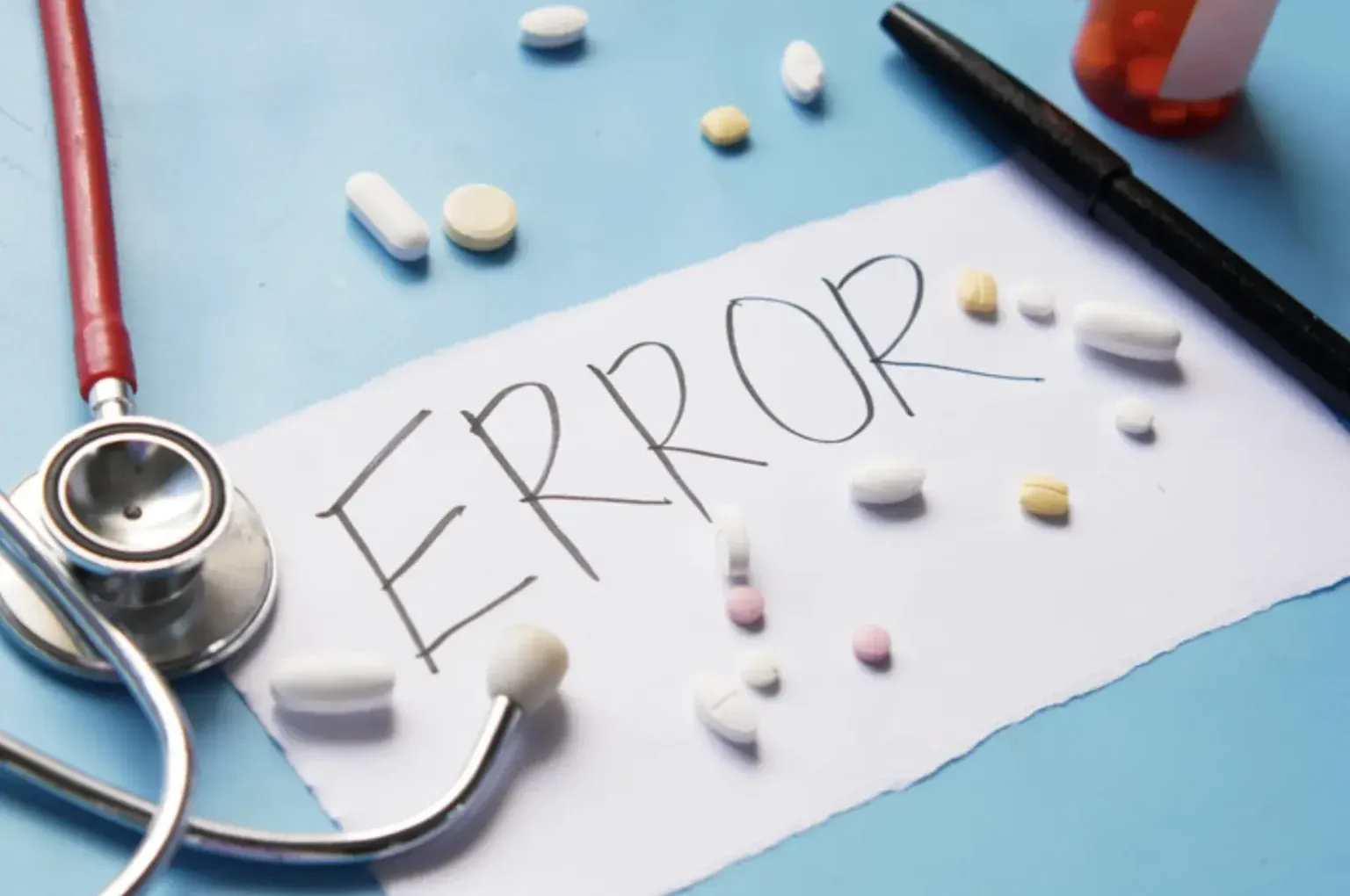 Medicines spread on a doctor table